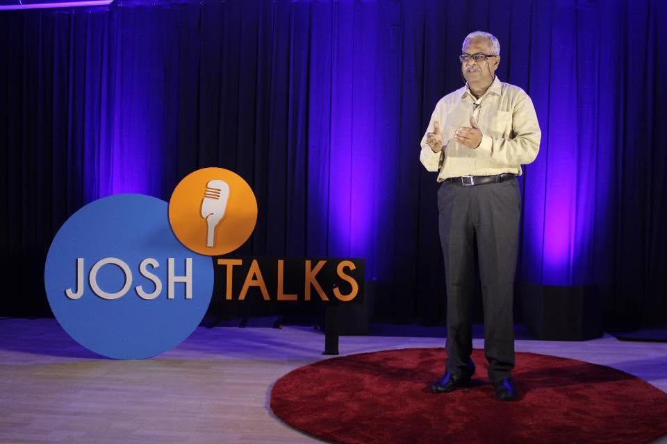 Gangadhara Tilak Katnam speaking on the Josh Talks stage